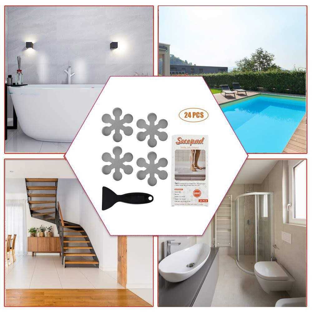 Secopad Bathtub Stickers Non-Slip 24 PCS Safety Shower Treads Adhesive Appliques with Premium Scraper - Image 4