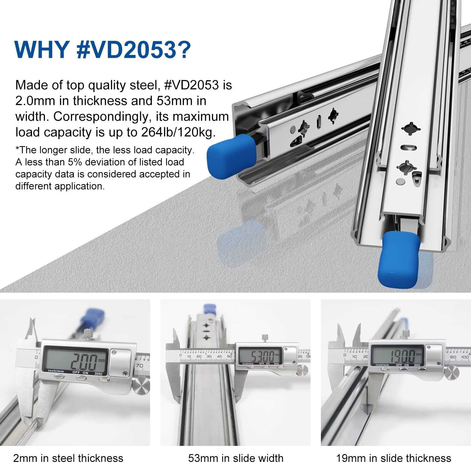 VADANIA Heavy Duty Drawer Slides with Lock - Image 3