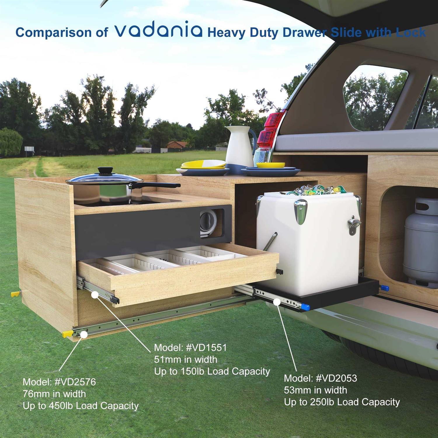 VADANIA Heavy Duty Drawer Slides with Lock - Image 3