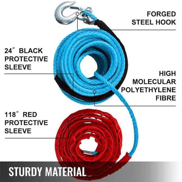 VEVOR Synthetic Winch Rope 100ft Winch Cable with G70 Hook Working Strength - Image 4