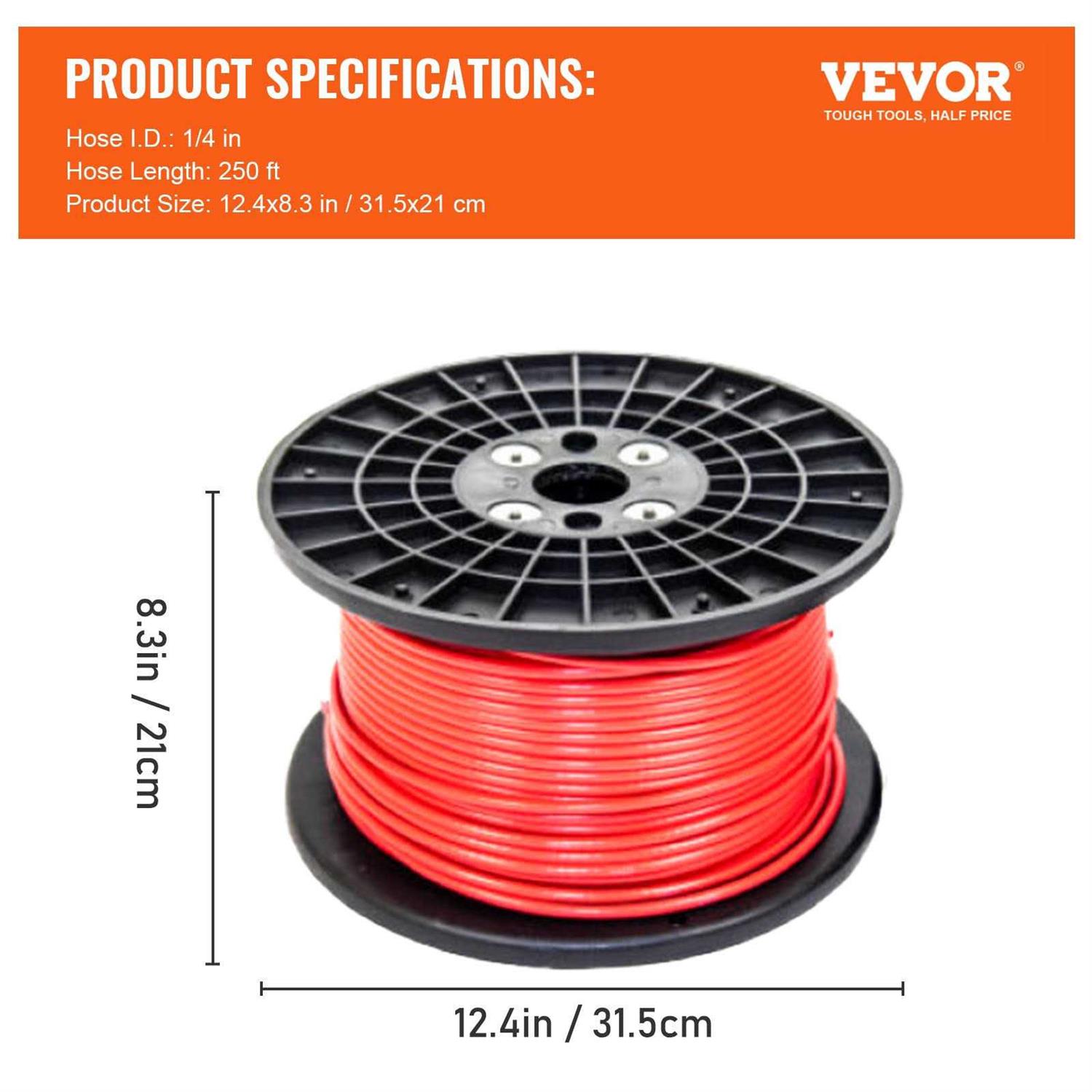 VEVOR Air Hose 1/4 inch x 250 ft Air Hose, 1/4 inch x 250 ft - Image 3
