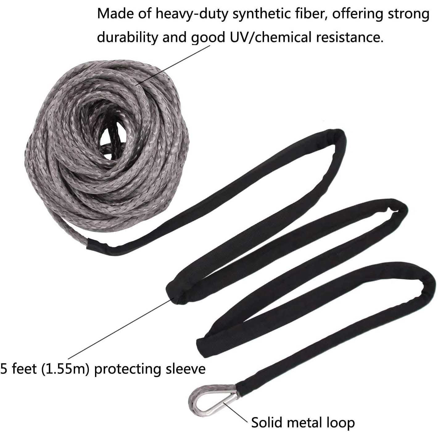 Ucreative 50 Feet Synthetic Winch Rope Line Cable with Hook and Stopper for ATV UTV - Image 4