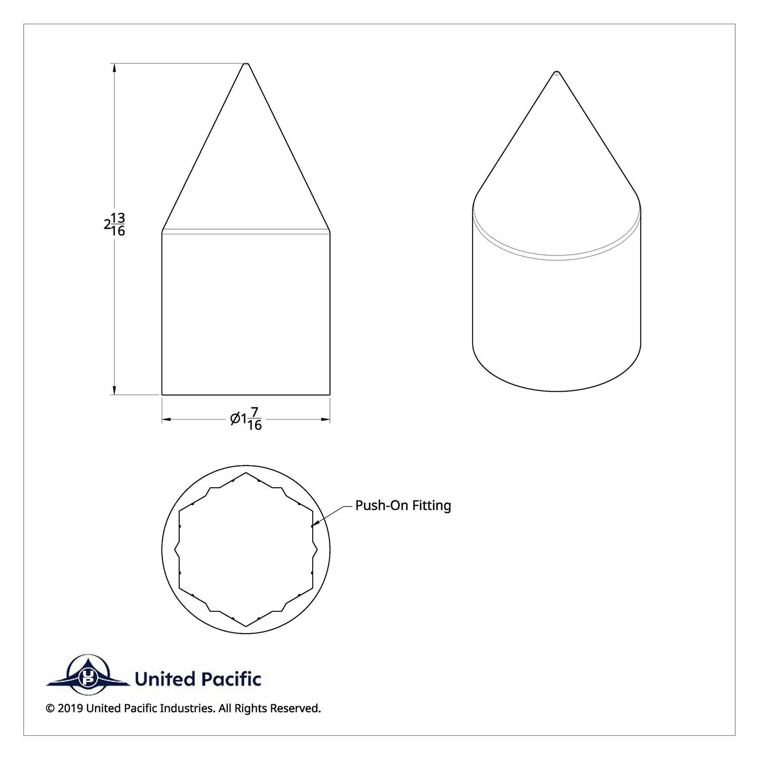United Pacific Chrome Plastic Spike Nut Cover - Image 3