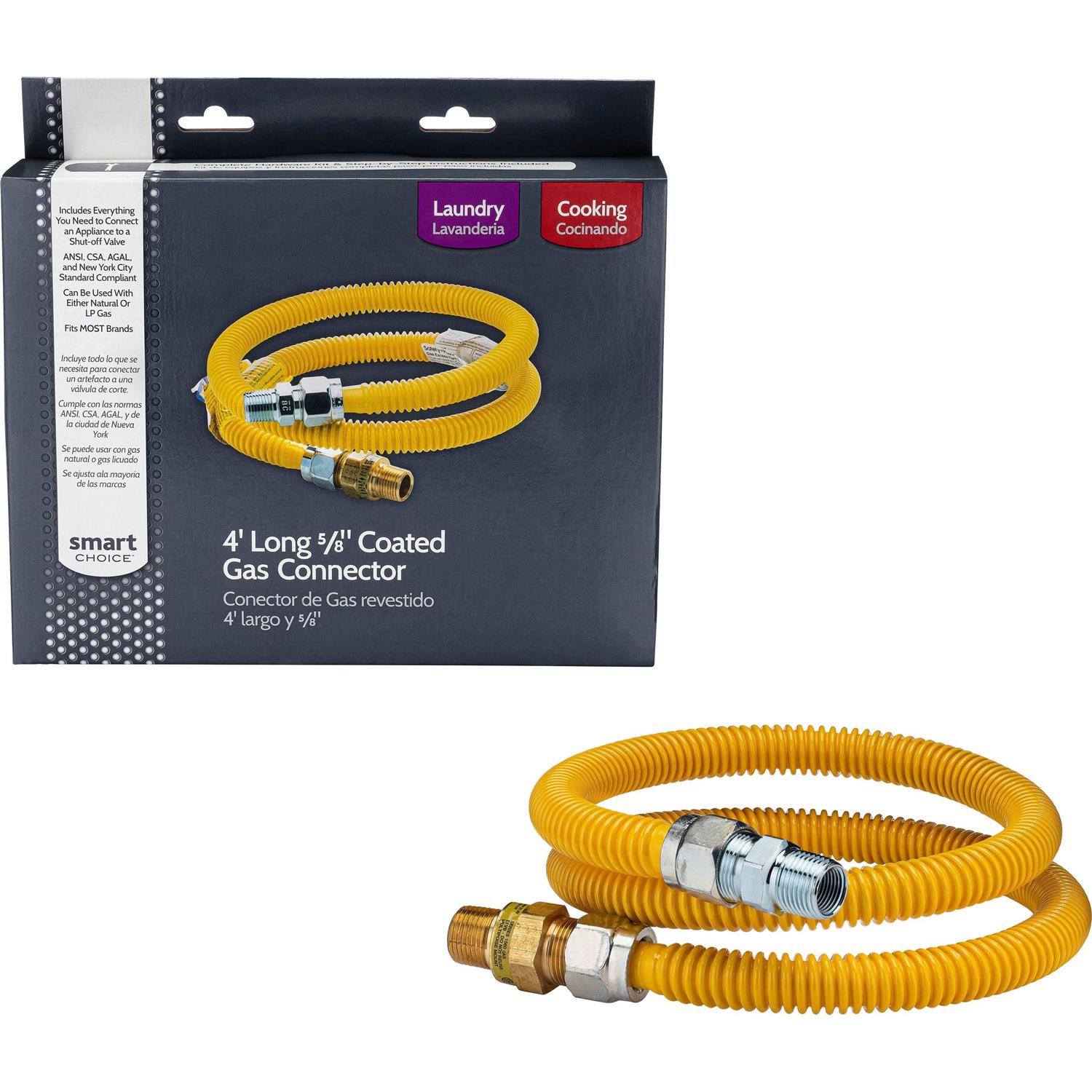 Smart Choice 4' Long 5/8'' Safety+PLUS ProCoat Gas Connector - Image 3