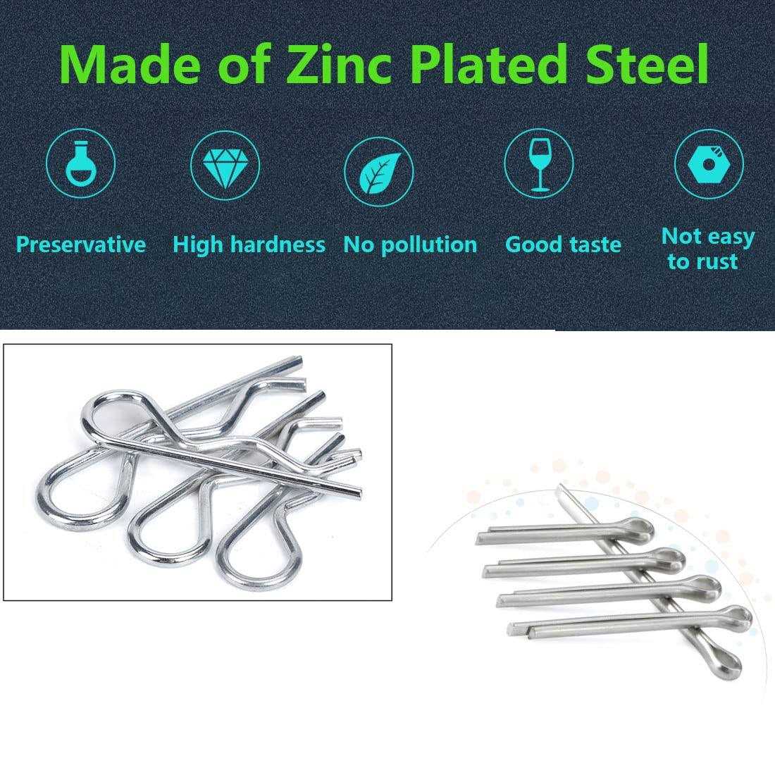 Cotter pins Assortment kit,Hincell 300pcs Zinc Plated Steel Cotter Pin Hair Pin Hitch Pin Clips Fastener Fitting Assortment kit - Image 3