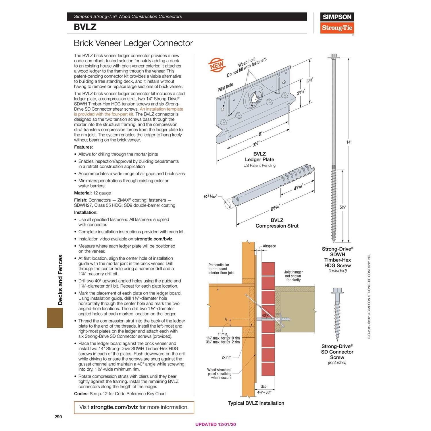 Simpson BVLZ-KT1 Brick Veneer Ledger Connector - Image 3