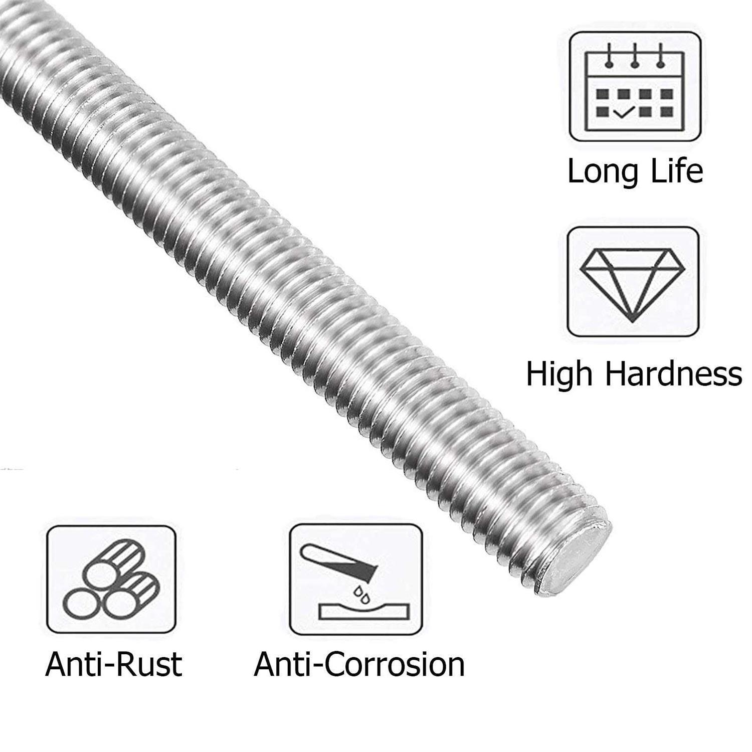 Lswteiz 5Pack 304 Stainless Steel Fully All Threaded Rod Studs 250Mm Long Threaded Screw - Image 5