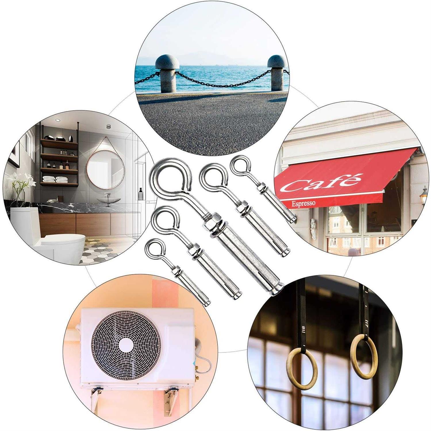 Tsmhisd Shoulder Eye Bolts M8 Heavy Duty Shoulder Lag Eyebolts - Image 3