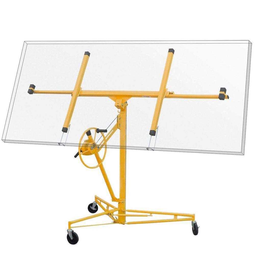 Stark USA 65044 Drywall Lift 11' Yellow Rolling Sheetrock Panel Hoist Jack