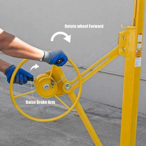 Stark USA 65044 Drywall Lift 11' Yellow Rolling Sheetrock Panel Hoist Jack - Image 3