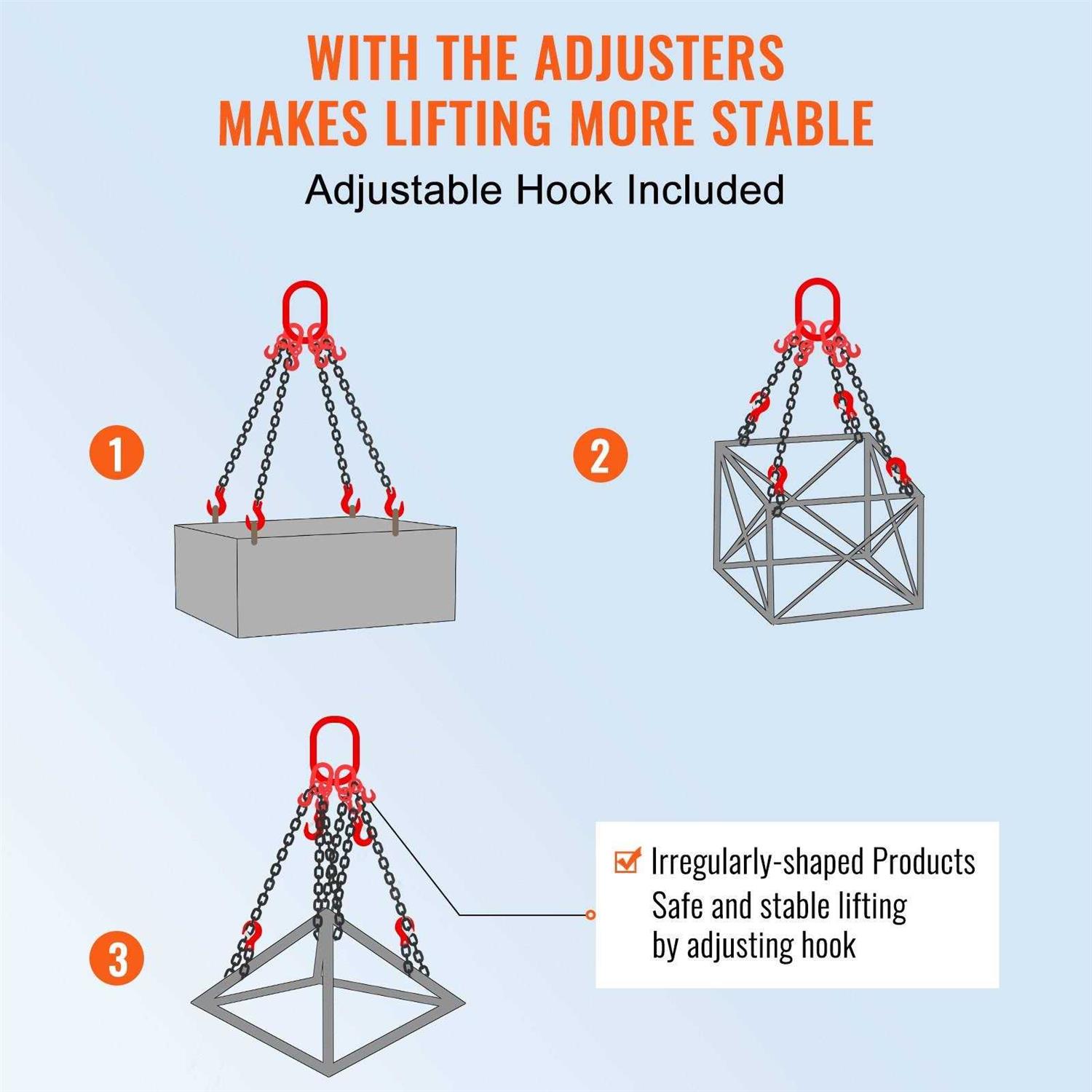 VEVOR Chain Sling 5/16 Inch x 5 Ft Lifting Chains with Hooks - Image 5