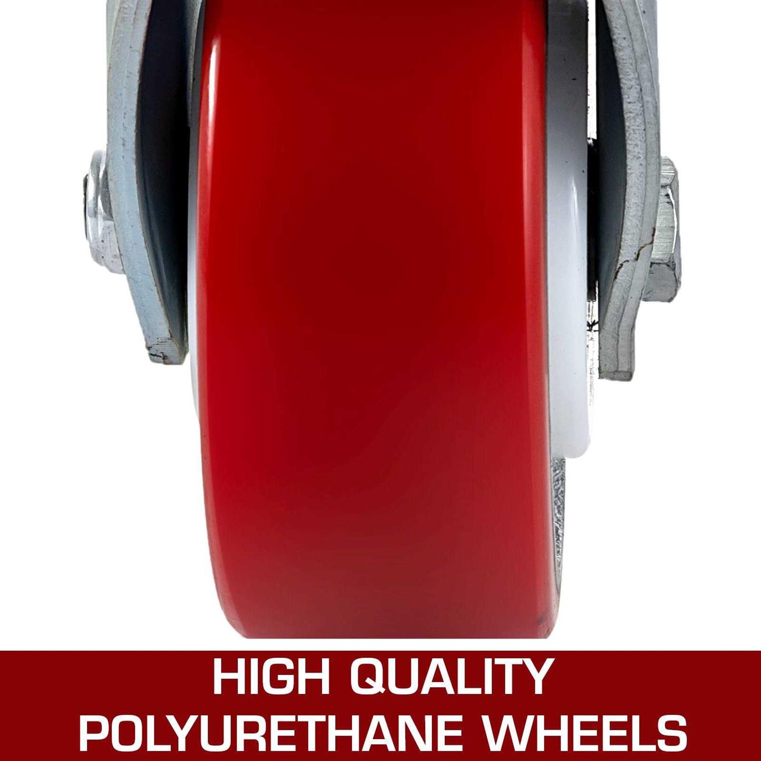VEVOR 4 Pack 6 x 2 inch Caster Wheels 2 Rigid and 2 Swivel Casters with Side Brake Polyurethane Iron Core Plate 1000lbs Capacity Per Wheel JL6IN2WXPSJ2DXTXHV0 - Image 5