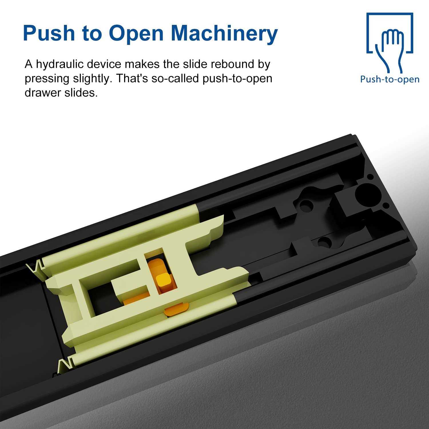 VADANIA Vf1245 Push to Open Drawer Slides Ball Bearing Side Mount 3-Fold Full Extension - Image 3