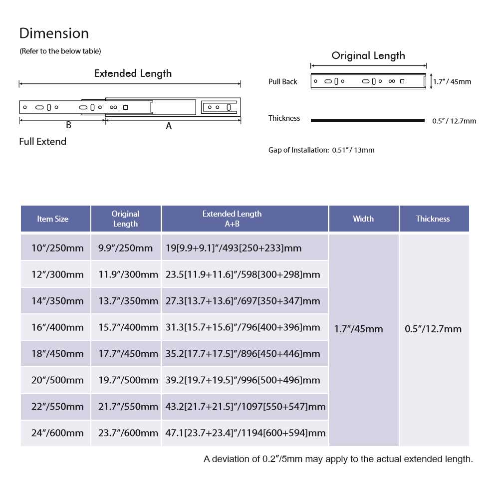 VADANIA Vf1245 Push to Open Drawer Slides Ball Bearing Side Mount 3-Fold Full Extension - Image 4