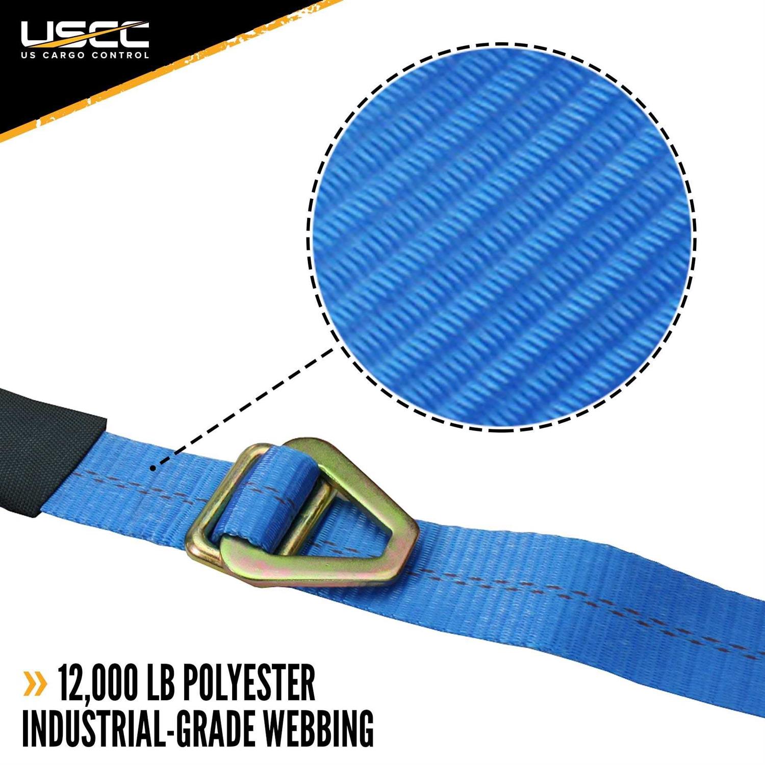 Us Cargo Control 2 x 8' Blue Ratchet Strap 10,000 lbs w/ Axle Strap 5108AX10-BLU - Image 3