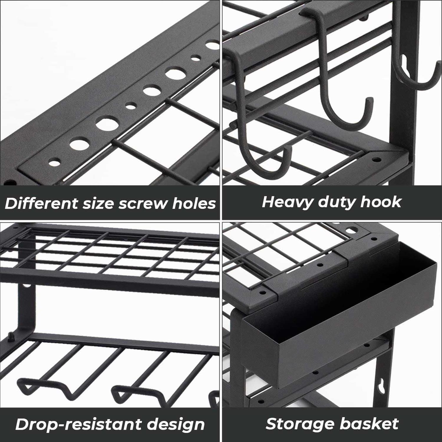 Treelen Power Tool Organizer Wall Mount, Power Tool Holder 3 Layers Heavy Duty Drill Holder Suitable for Garage, Workshop and Wa - Image 4