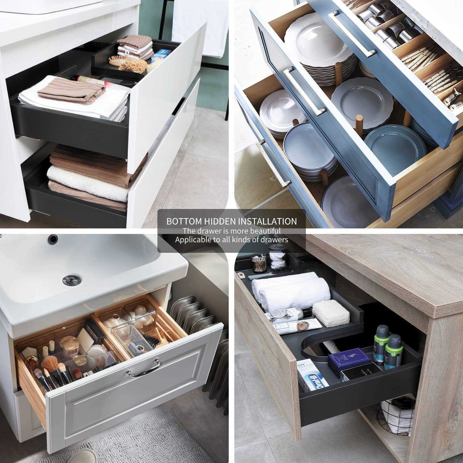 SIGOEI Bottom Mount Soft Close Drawer Slides Full Extension Concealed Rails Track 80 lb Load Capacity 1 Pair - Image 3