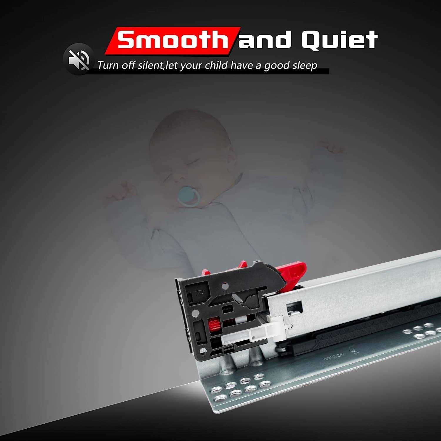 SIGOEI Bottom Mount Soft Close Drawer Slides Full Extension Concealed Rails Track 80 lb Load Capacity 1 Pair - Image 3