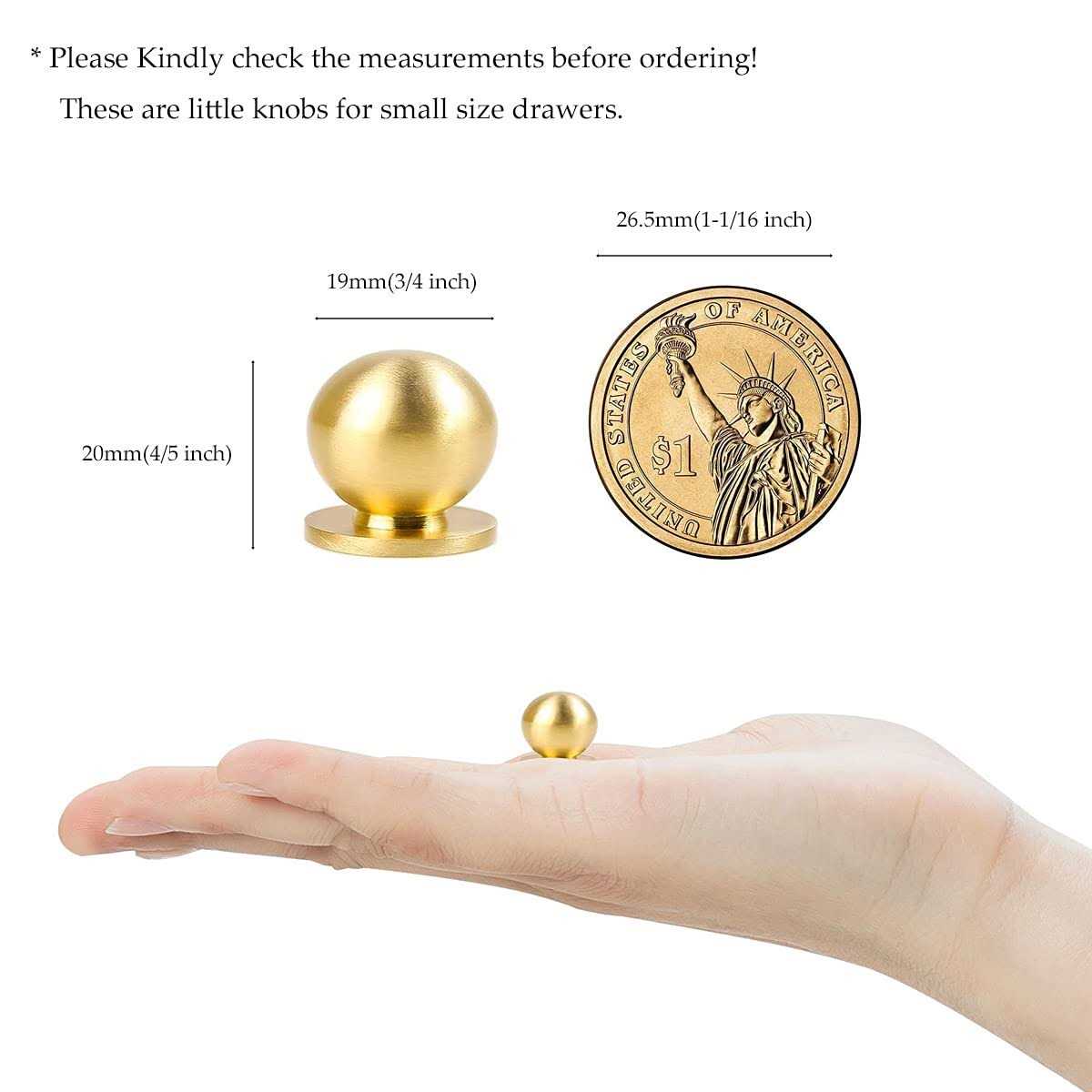 rzdeal 4pcs 19MM Diameter Round Solid Brass Pulls Antique Cabinet Drawer Small Handles Modern Minimalist Handles Knobs - Image 5