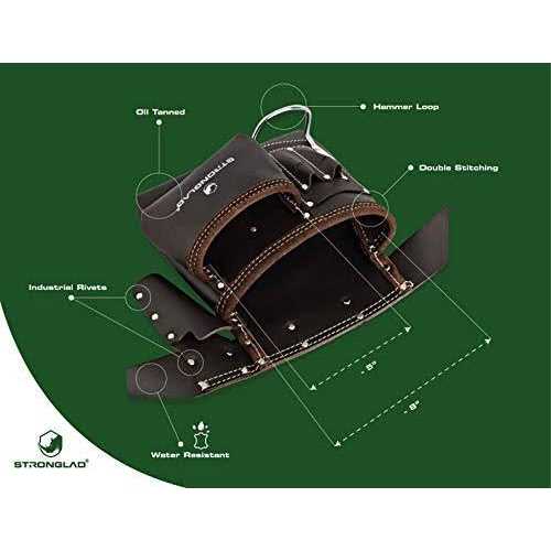 STRONGLAD 5-Pocket Leather Tool Belt Carpenters Tool Belts Construction Pouch - Image 4