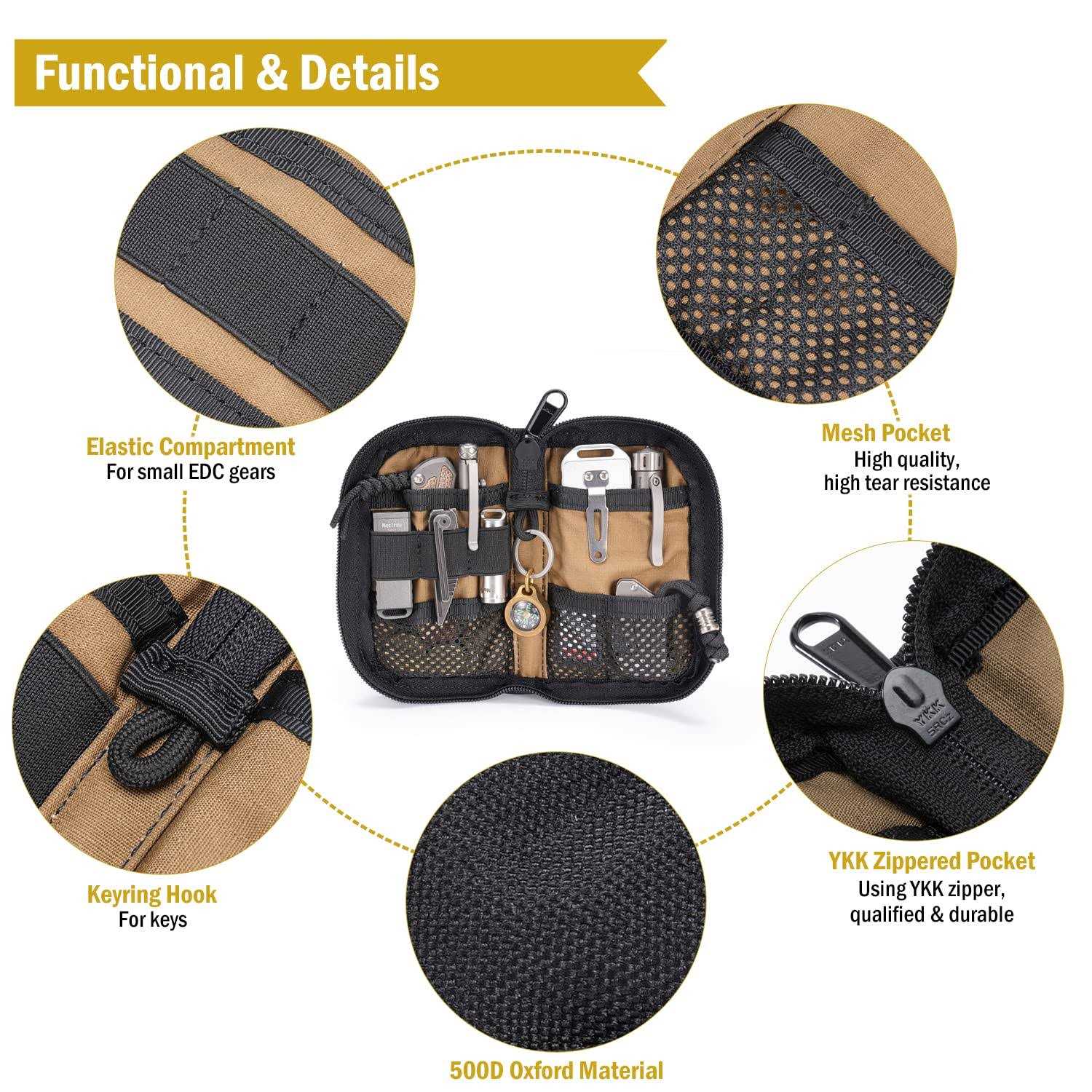 VIPERADE VE10 Tool Pouch EDC Pocket Organizer for Men Small EDC Organizer Pouch with 7 Pockets - Image 3