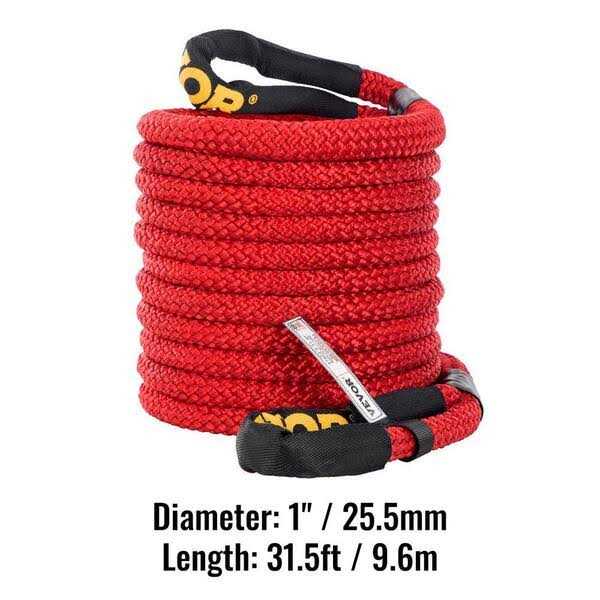 VEVOR 31.5' Recovery Tow Rope Heavy Duty Nylon Double Braided Kinetic Energy Rope w/Loops and Protective Sleeves - Image 3