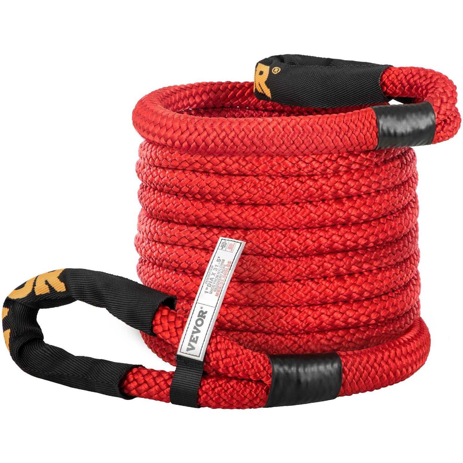 VEVOR 31.5' Recovery Tow Rope Heavy Duty Nylon Double Braided Kinetic Energy Rope w/Loops and Protective Sleeves - Image 4