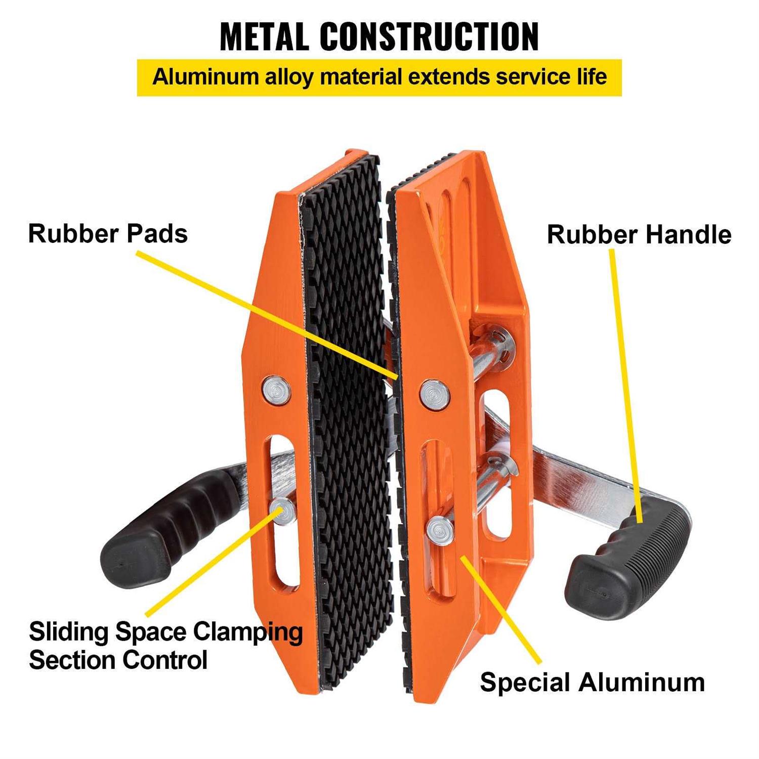 VEVOR 2 PCS Double Handed Stone Carrying Clamps Granite Lifting Tools with Slip-proof Rubber Pads - Image 5