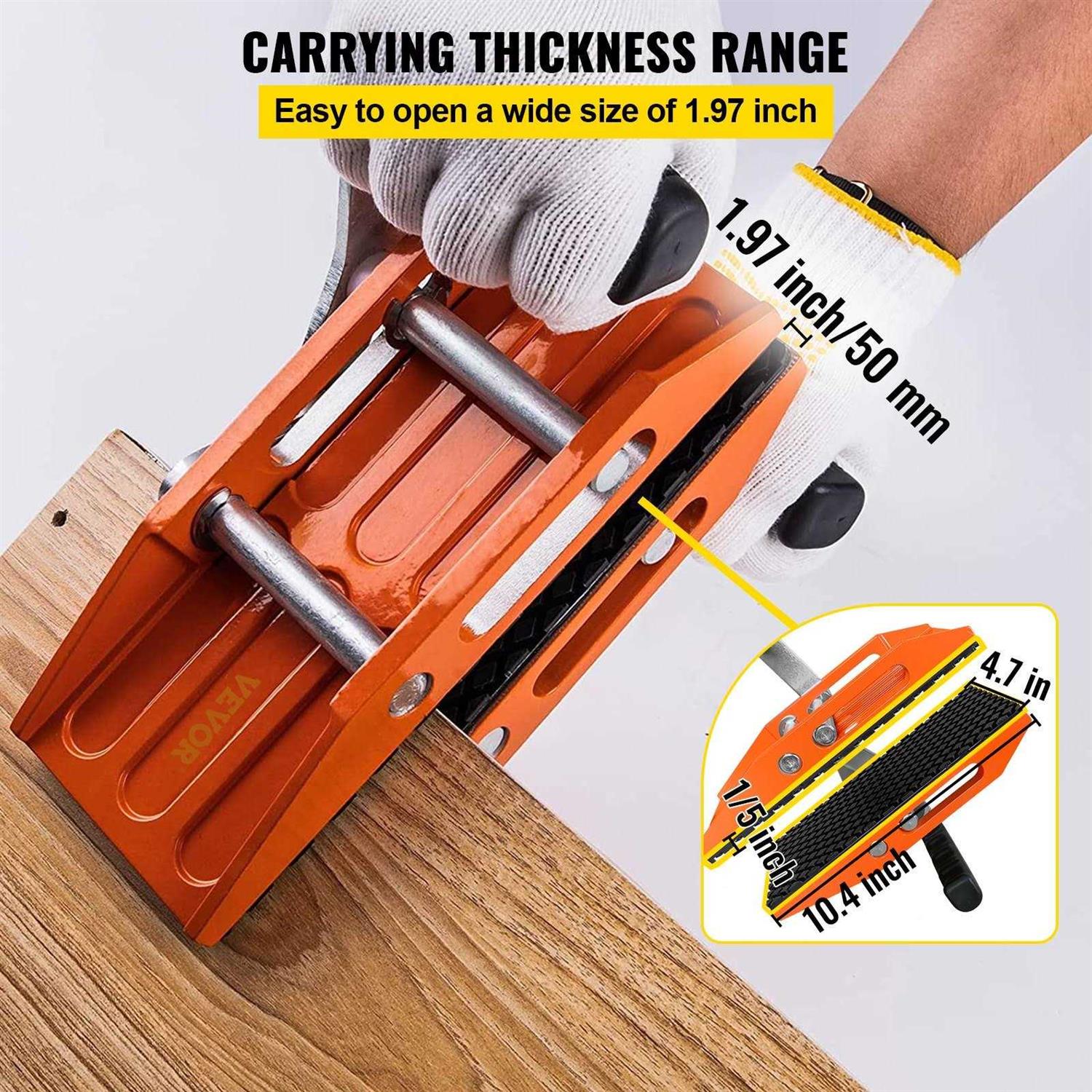 VEVOR 2 PCS Double Handed Stone Carrying Clamps Granite Lifting Tools with Slip-proof Rubber Pads - Image 3