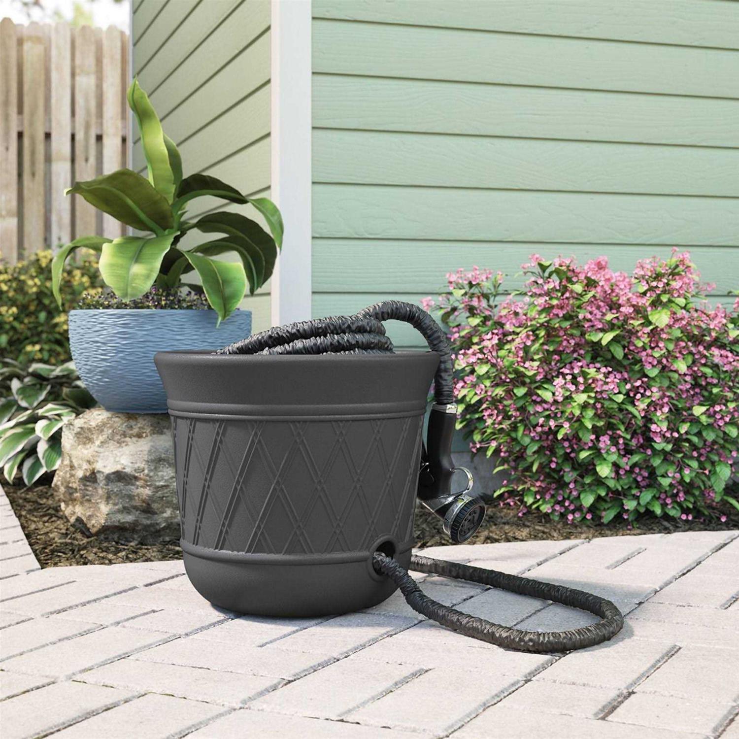 Suncast 14'' x 12 Decorative Hideaway Garden Hose Storage Pot - Image 5