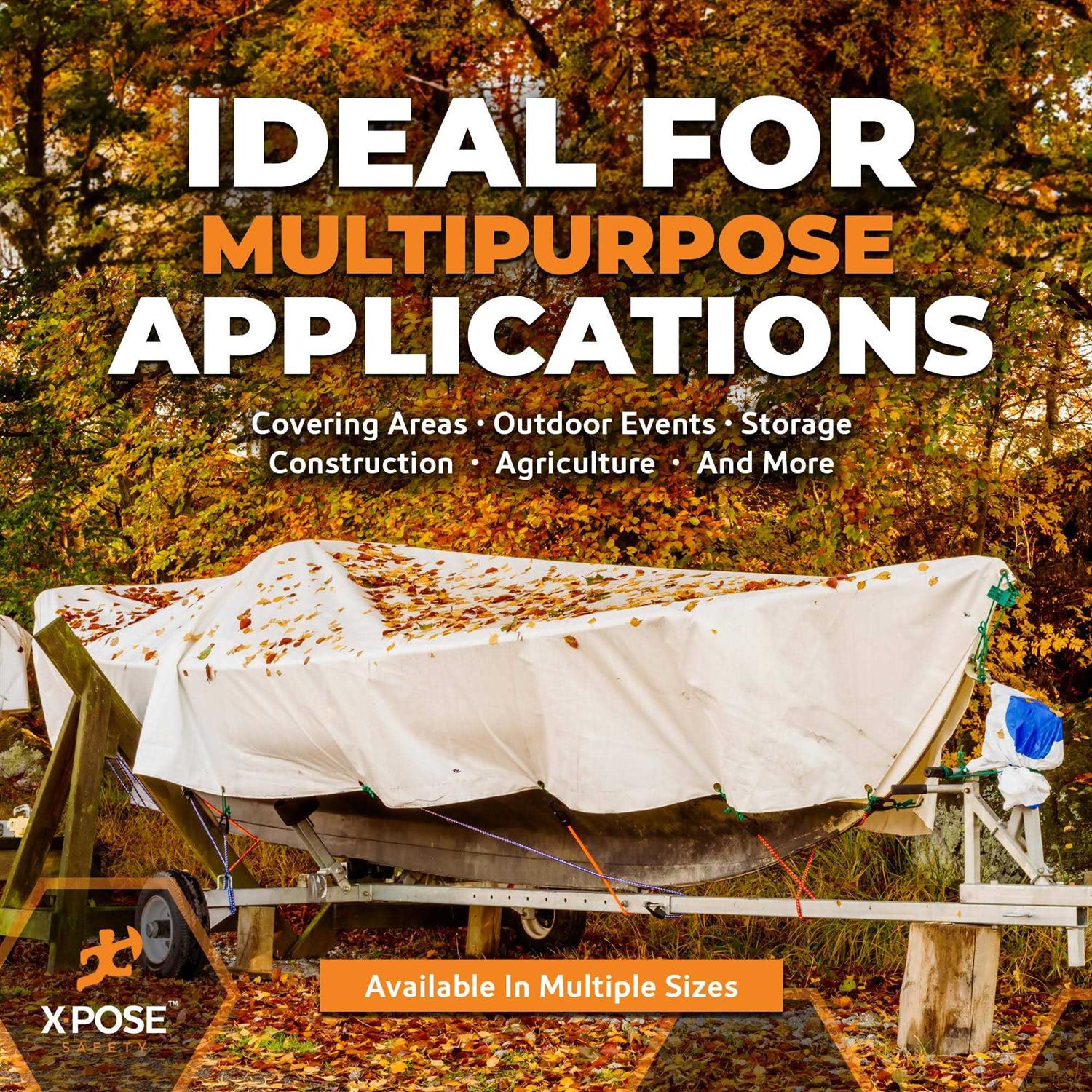 Xpose Safety Heavy Duty White Poly Tarp Multipurpose Protective Cover - Image 3