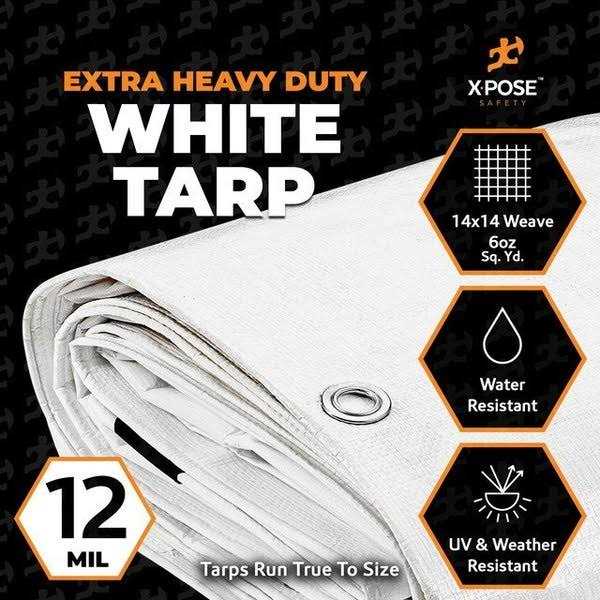 Xpose Safety Heavy Duty White Poly Tarp Multipurpose Protective Cover - Image 4