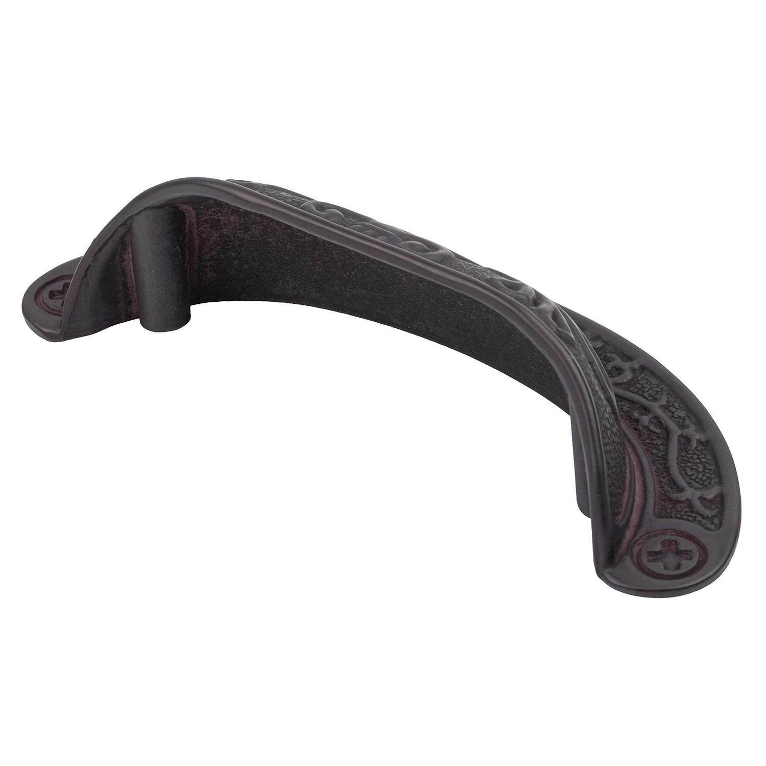 UNIQANTIQ HARDWARE SUPPLY Baroque Scroll work Oil Rubbed Bronze drawer Bin Pull Centers 2 1/2 - Image 3