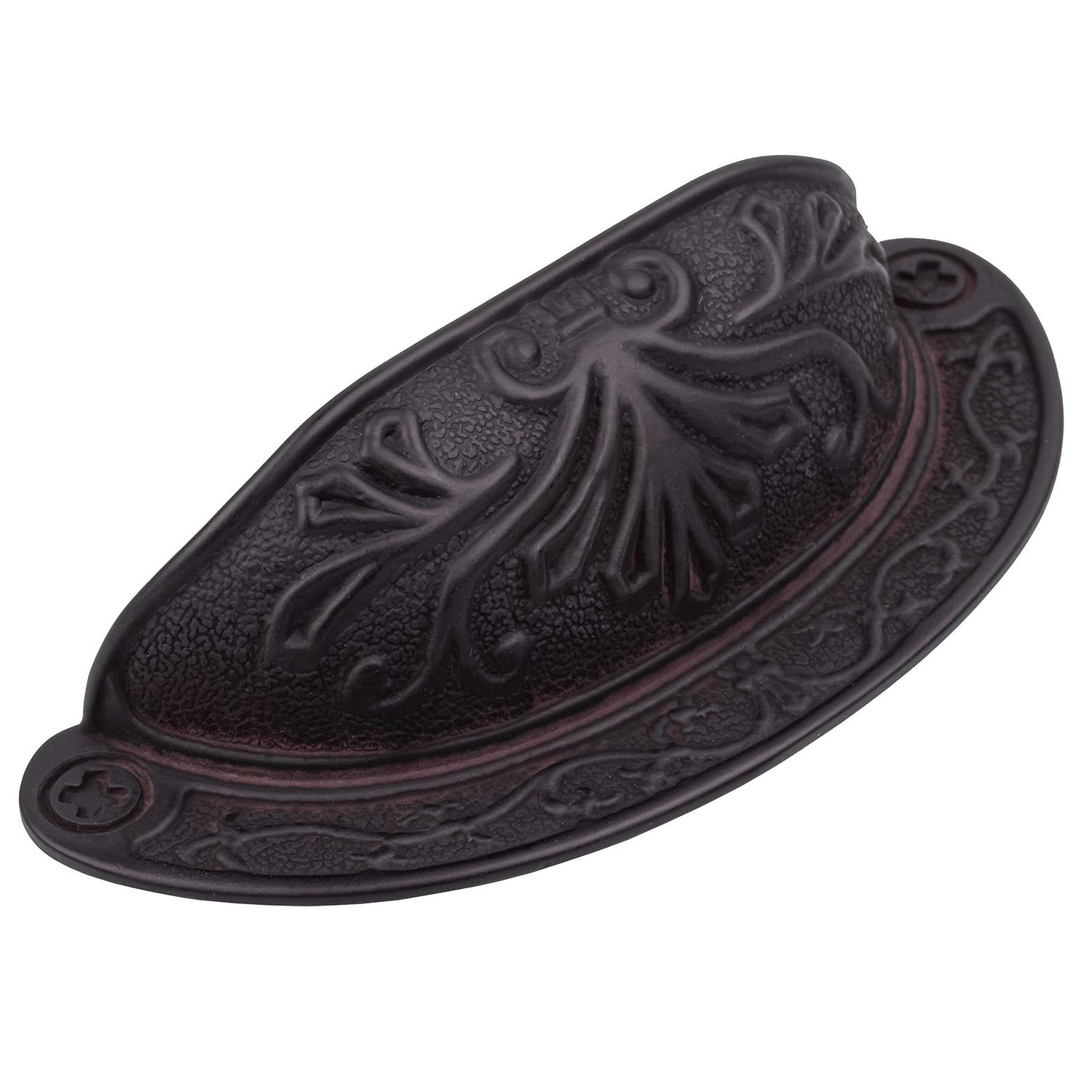 UNIQANTIQ HARDWARE SUPPLY Baroque Scroll work Oil Rubbed Bronze drawer Bin Pull Centers 2 1/2 - Image 4