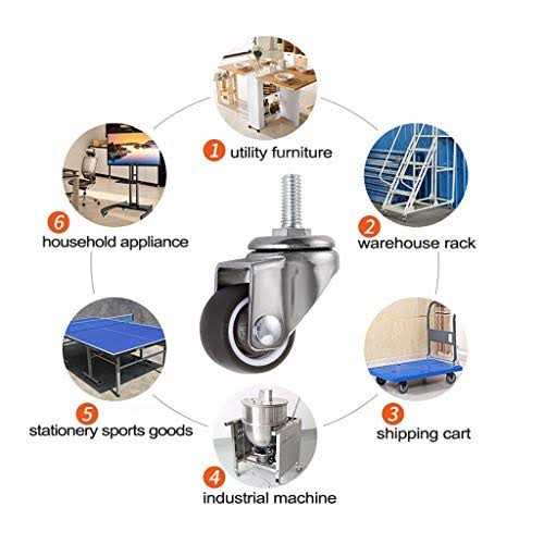 Skelang 1 Inch Swivel Stem Threaded Casters TPE Mute Caster Wheel M6 ×15 - Image 4