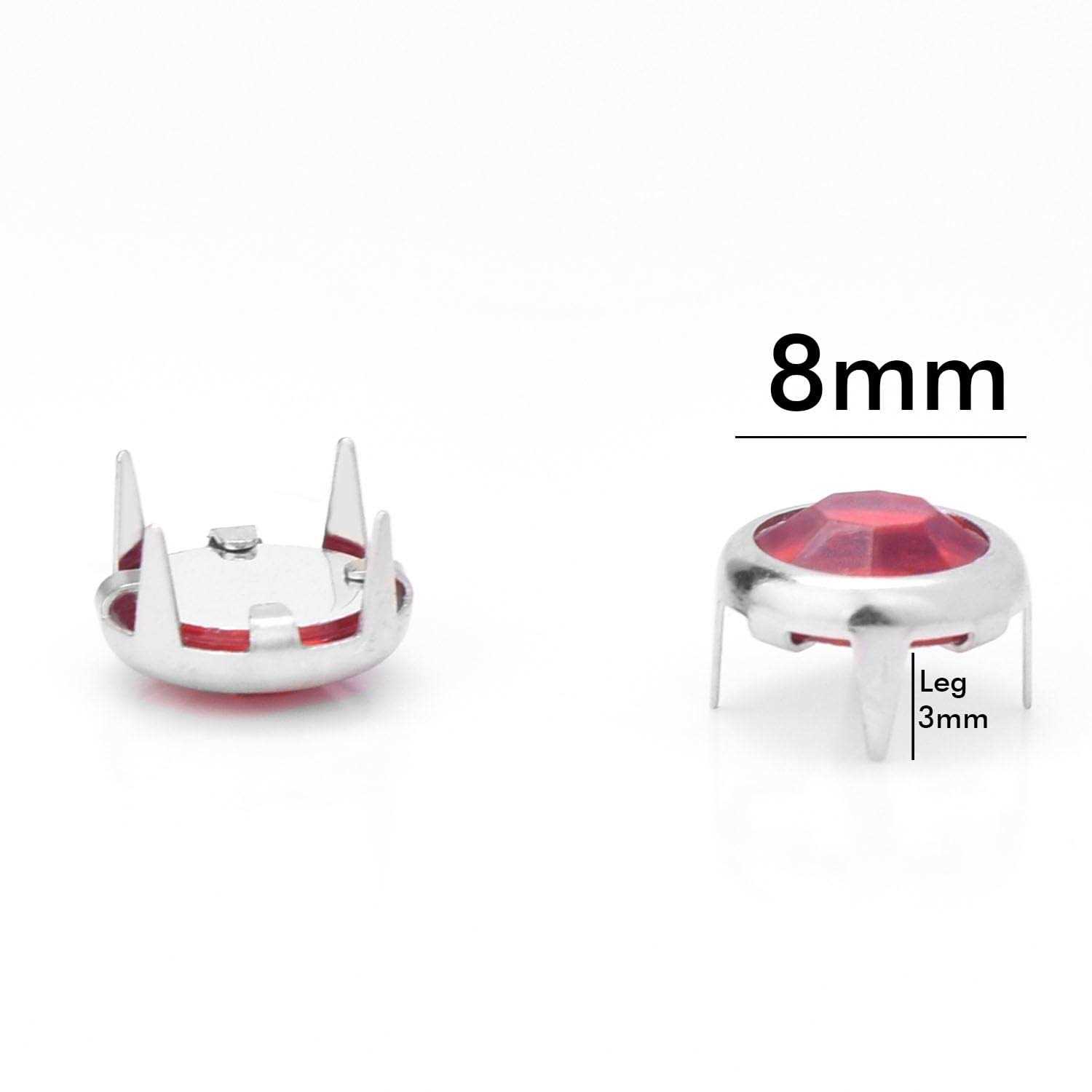 200pcs 8mm Rhinestone Studs Round Rivets Punk DIY for Clothing Shoes Bags Belt Spikes GZ080-8 - Image 5