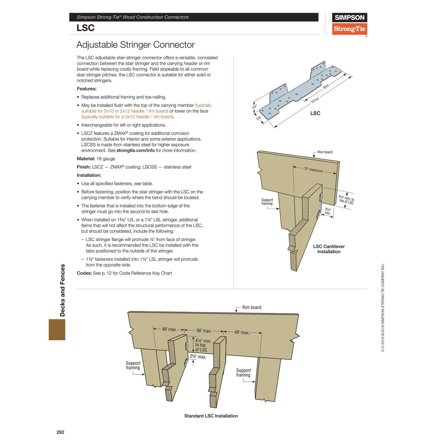 Simpson LSCSS Adjustable Stair-Stringer Connector - Image 4
