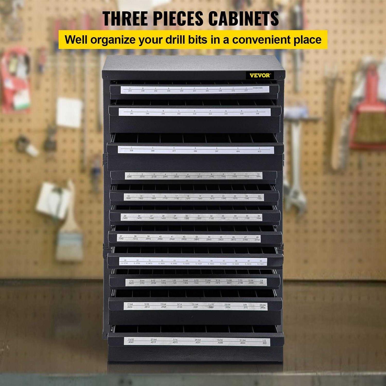 VEVOR Drill Bit Dispenser Cabinet Three-Drawer Drill Bit Dispenser for 1/16 to 1/2 & Letter Sizes A to Z - Image 5