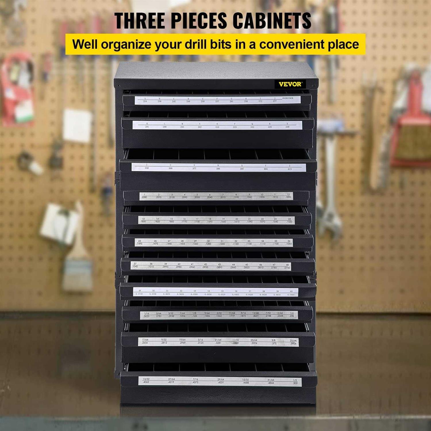 VEVOR Drill Bit Dispenser Cabinet Three-Drawer Drill Bit Dispenser for 1/16 to 1/2 & Letter Sizes A to Z - Image 5