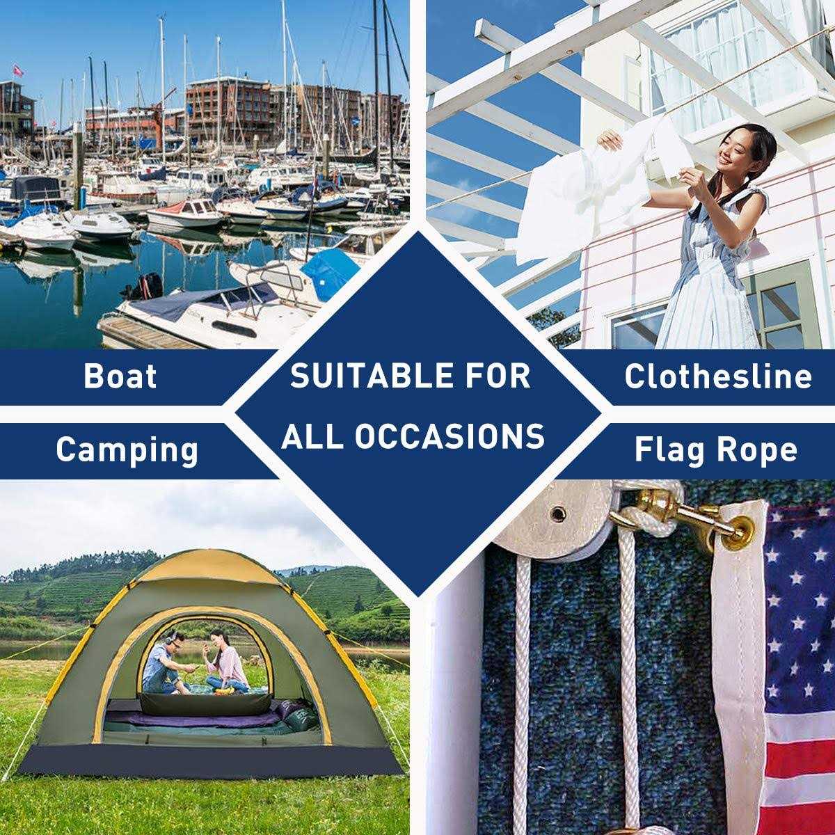 Smart&casual 150 ft 3/16 inch Nylon Poly Rope Flag Pole Polypropylene Clothes Line Camping Utility Good for Tie Pull Swing Climb Knot - Image 3