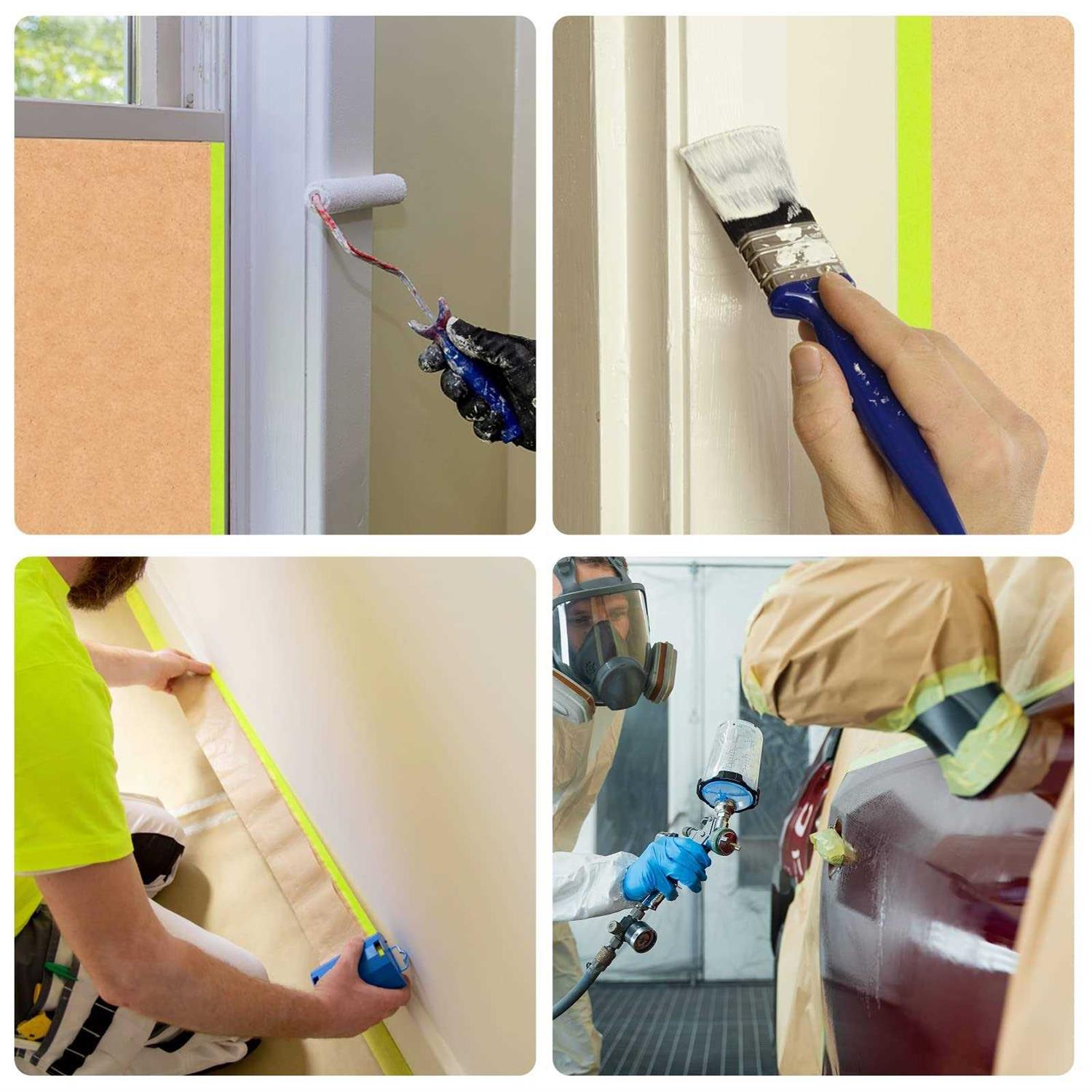 Tangibay Pre-Taped Masking Paper for Painting 50 feet Tape and Drape Painters Paper - Image 4