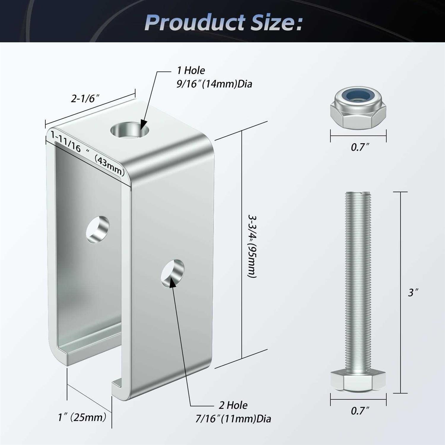 SKTREX Channel Trolley Track Hanger Bracket for UNISTRUT Strut Channel - Image 4