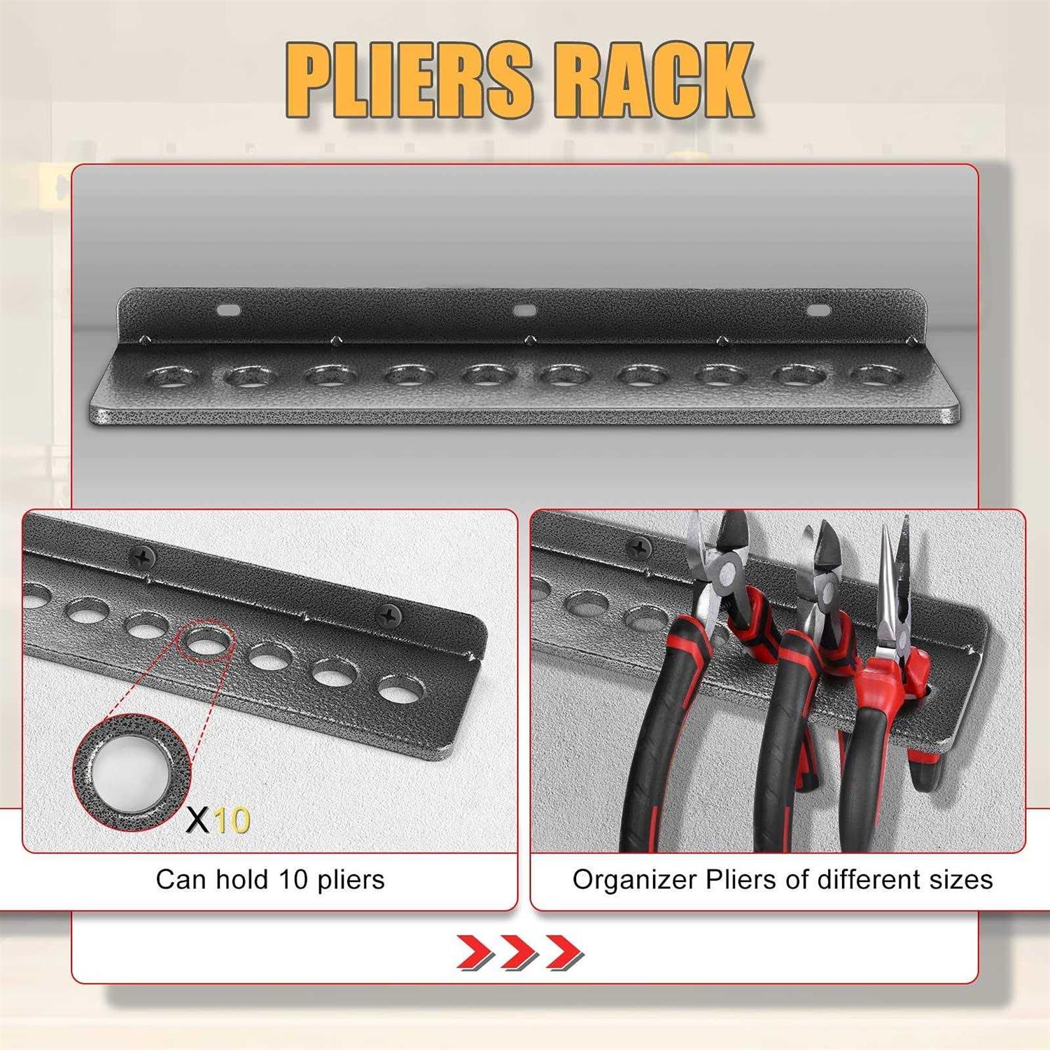 Screwdriver Organizer,Metal Screwdriver Organizers Hammer Rack,Pliers Organizer Wall Mounted Tool Organizers for Workshop,Set of 3 Tool Holder - Image 4