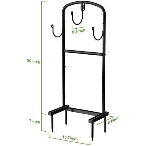Venkuber Garden Hose Holder Freestanding Hose Holder Stand with Hanger Hooks Heavy Duty Water Hose Storage Rack for Yard Outside Outdoor - Image 5