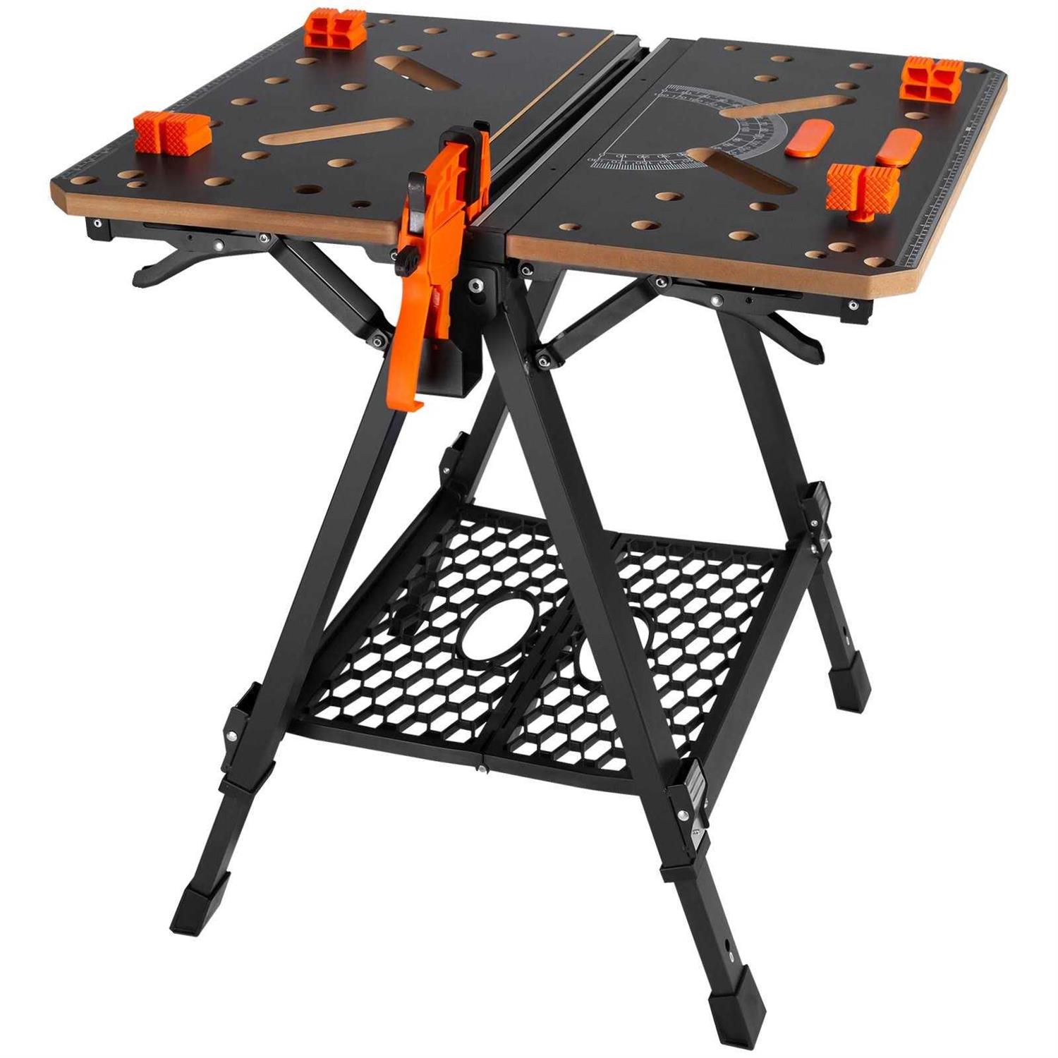 VEVOR Folding Work Table Workbench Sawhorse 1000 lbs Capacity Adjustable Heights - Image 3