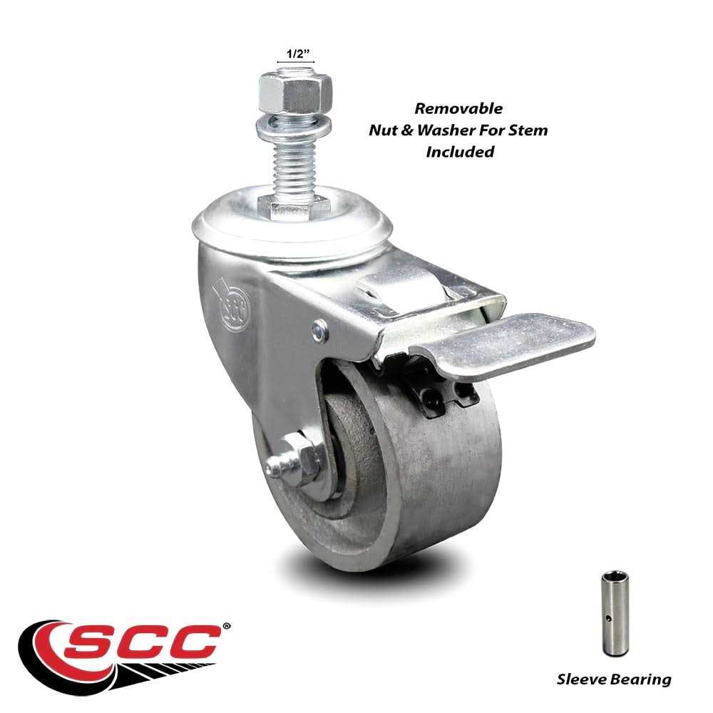 Service Caster Semi Steel Swivel Threaded Stem Caster - Image 3
