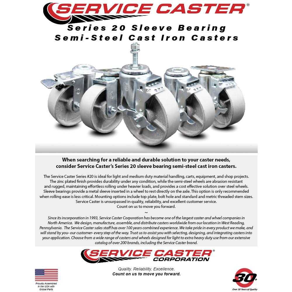 Service Caster Semi Steel Swivel Threaded Stem Caster - Image 4