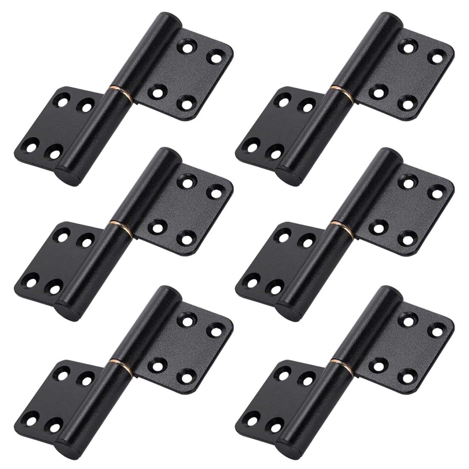 MOZCORN 6 Pcs 4 Inch Lift Off Hinges Flag Hinges Black Door Hinge Lift-Off Hinge Removable Hinges