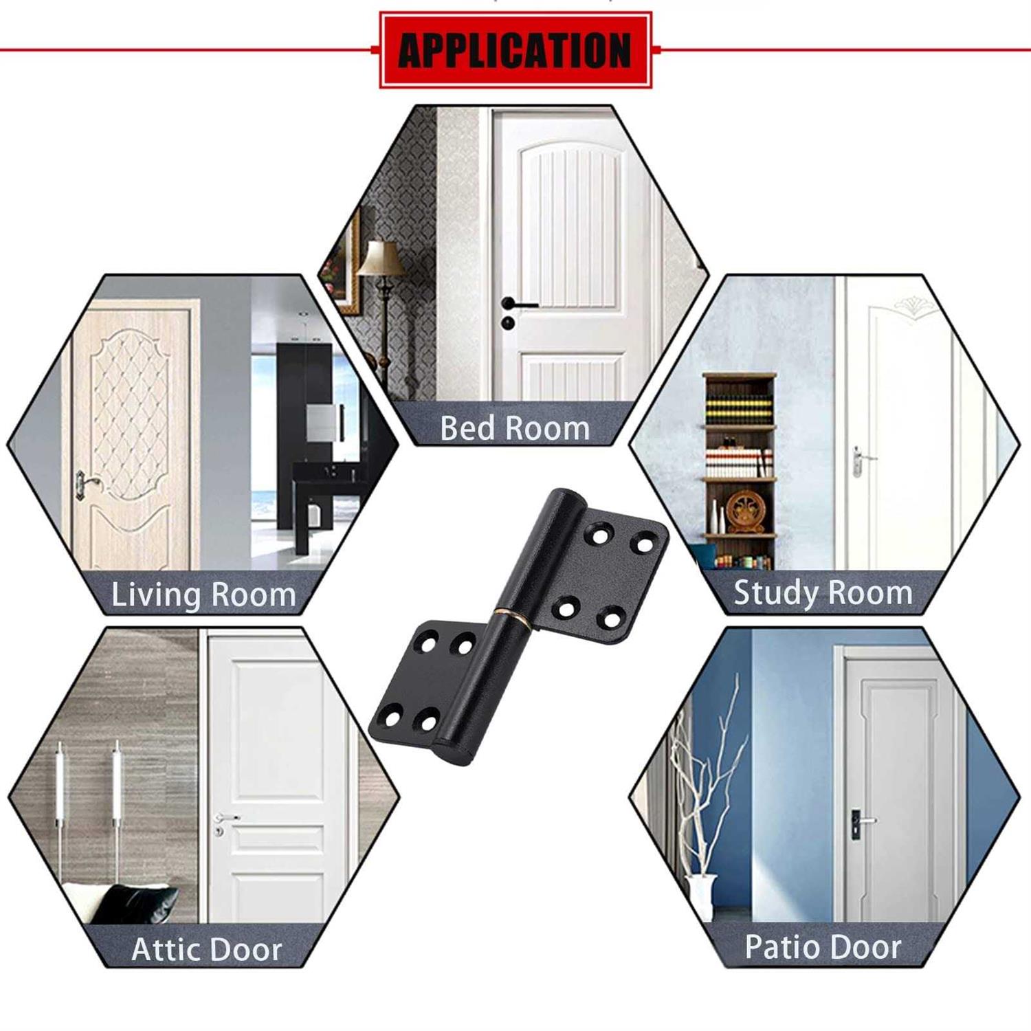 MOZCORN 6 Pcs 4 Inch Lift Off Hinges Flag Hinges Black Door Hinge Lift-Off Hinge Removable Hinges - Image 2