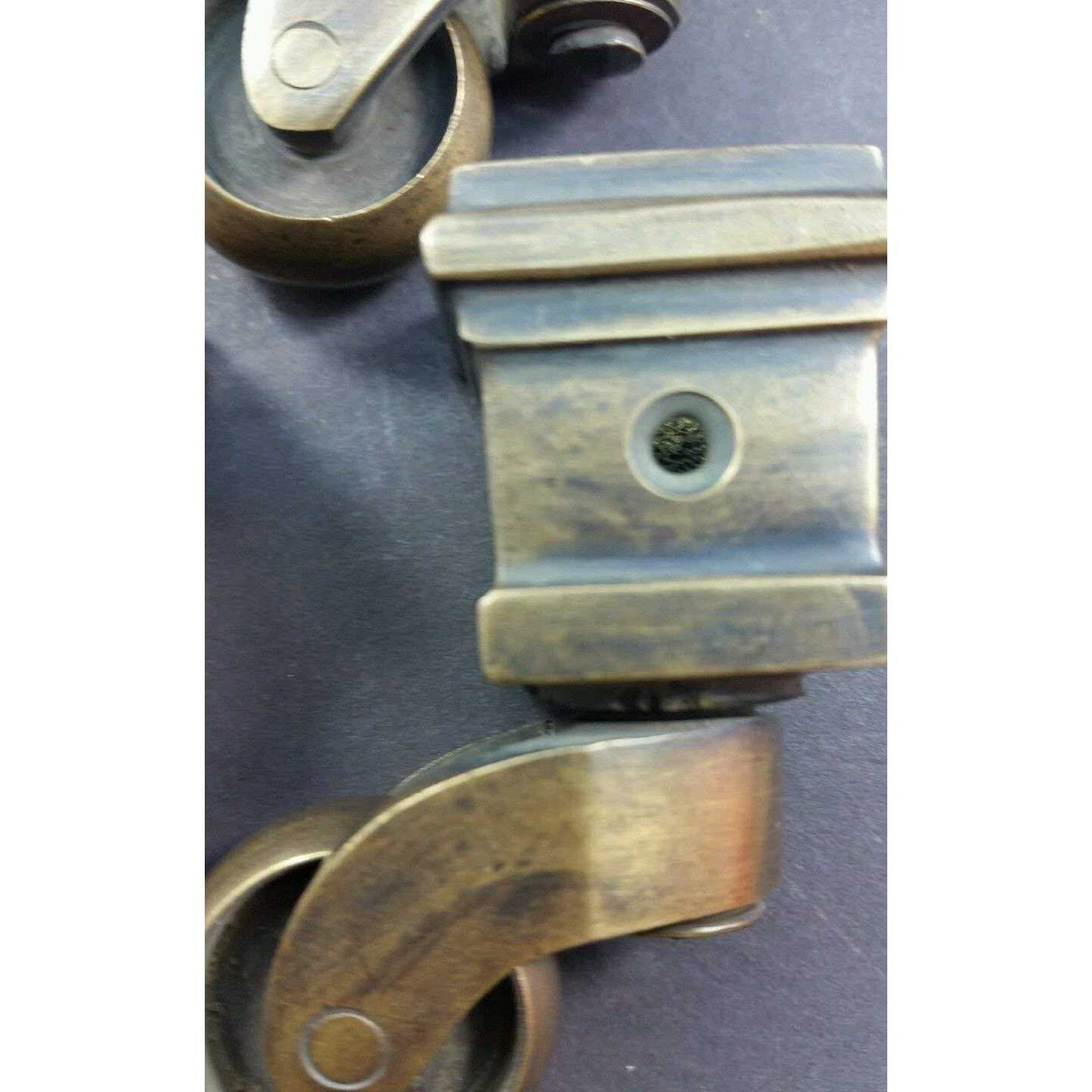 Unknown Set of 4 Vintage Style Solid Brass Strong Swivel Caster Wheels Brass Leg Cap #W1 - Image 4